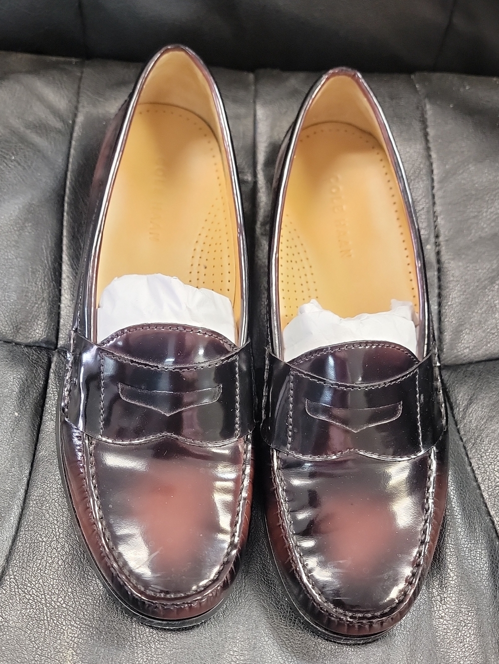 Cole Haan Men's Glossy Burgundy Penny Loafers